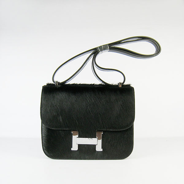 7A Hermes Oxhide Leather Message Bag Black H017 - Click Image to Close